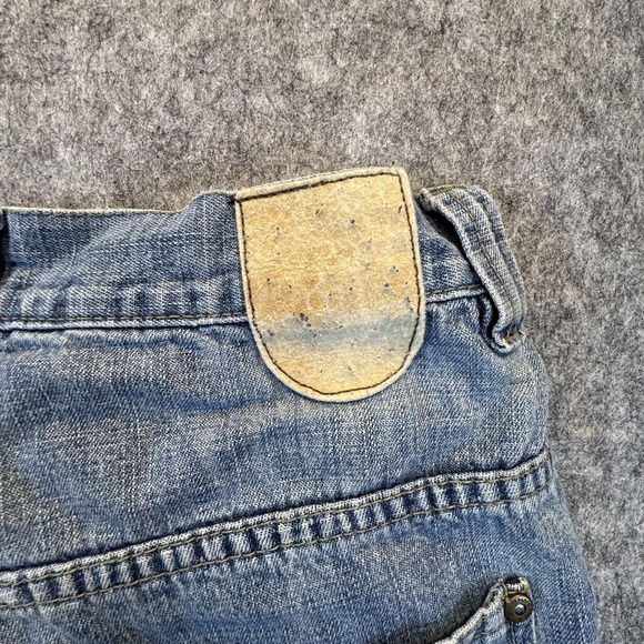 PJ Jeans Shorts Mens 36 Blue Denim Bermuda Relaxed Fit Distressed 94 Patches - Picture 10 of 16